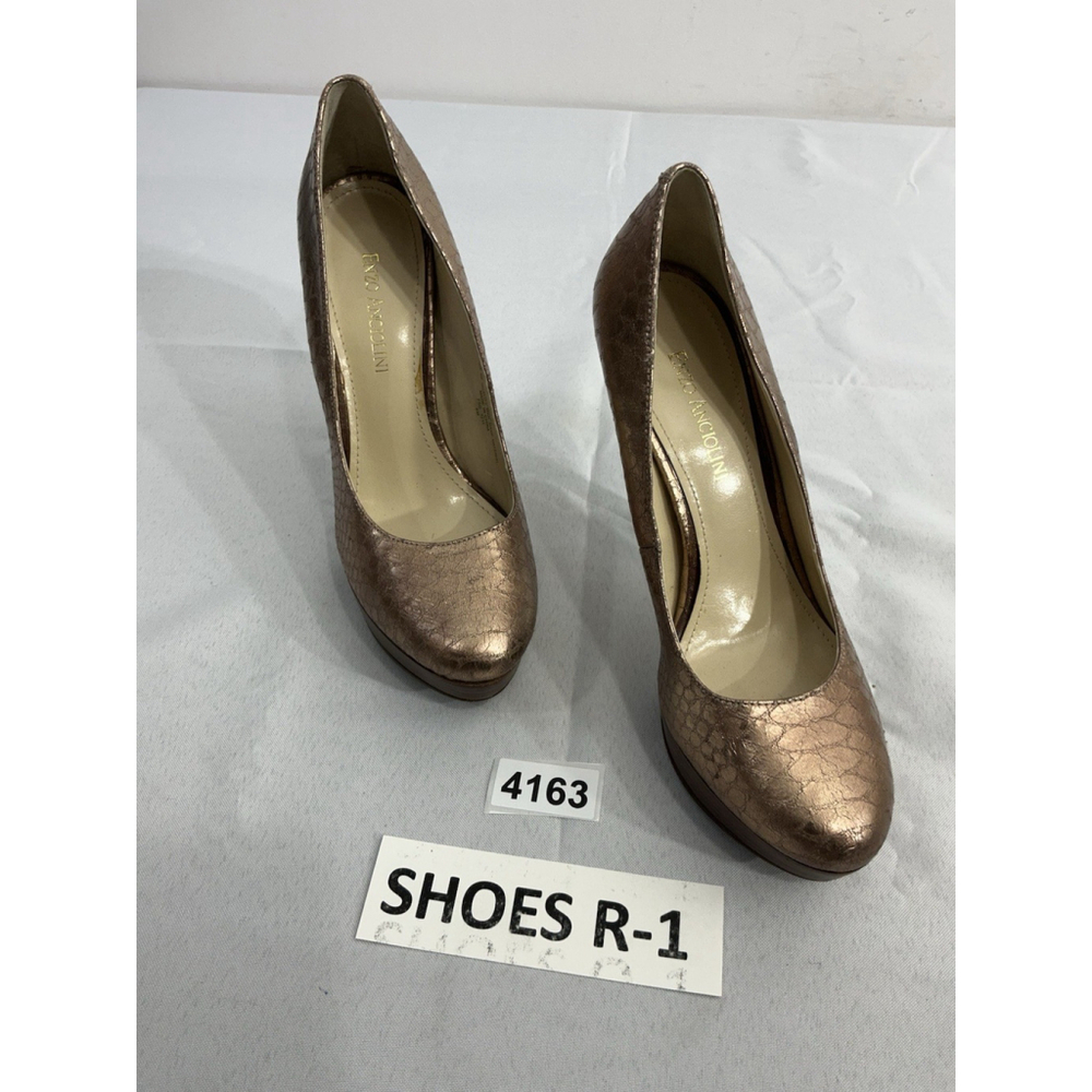 Womans Enzo Angiolini Easmiles Platform Pumps 8 M Gold Snake Stiletto’s Heels